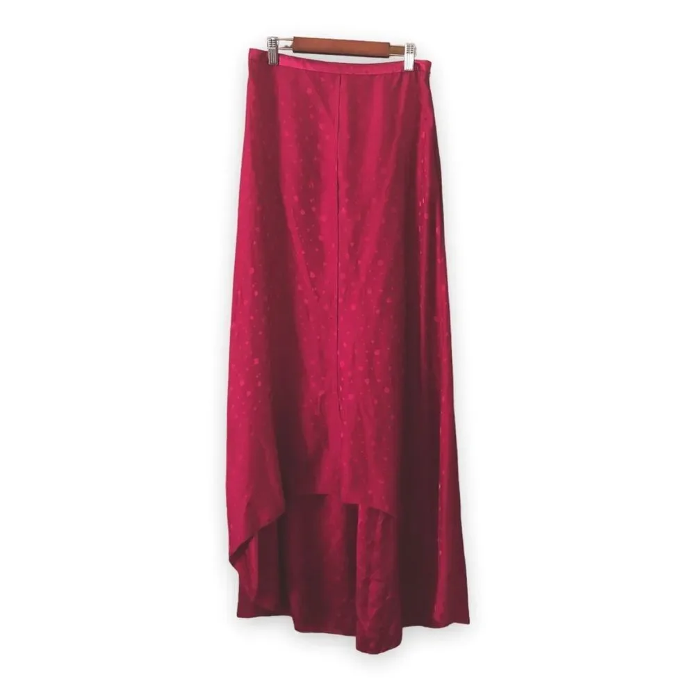 Anthropologie Leifsdottir Pink Silk High-Low Spotted Polka Dot Maxi Skirt Size 4